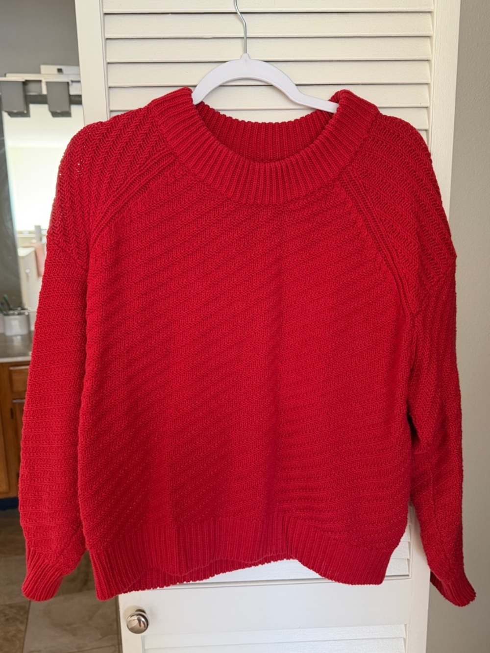 Women’s Red Knit Crewneck Sweater